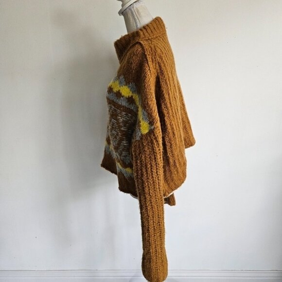 Free People "Alpine" Mock Neck Sweater in "Cinnamon Toast Combo" - Picture 5 of 9